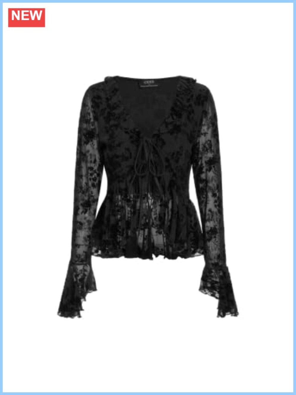 Women Lace Blouse Bell Sleeve V-Neck Going Out Top